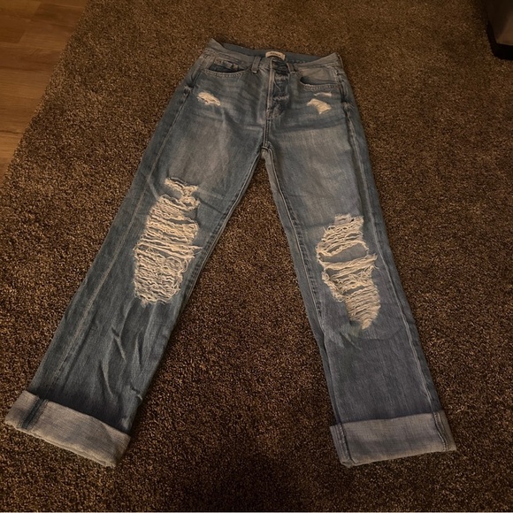 pistola Denim - Pistola Light Blue Distressed Woman’s Boyfriend Jeans Size 25 Preppy Picnic Mood